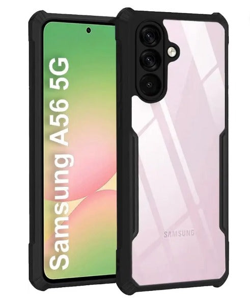 VAKIBO Best Selling Black and Transparent Back Cover Case Made With Soft TPU and Acrylic With 4 Corner and Camera Protection Suitable for Samsung Galaxy A56