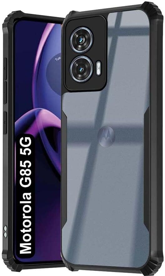 VAKIBO Super Premium Black Border Transparent Case With Corner Protection & Camera Protection Suitable for Moto G85
