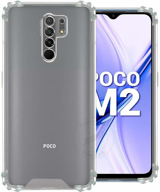 VAKIBO Super Premium Soft TPU Transparent Case With Dustplug,Side Grip,Corner Protection,lanyard Cuts,Camera Protection Suitable for Mi Poco M2