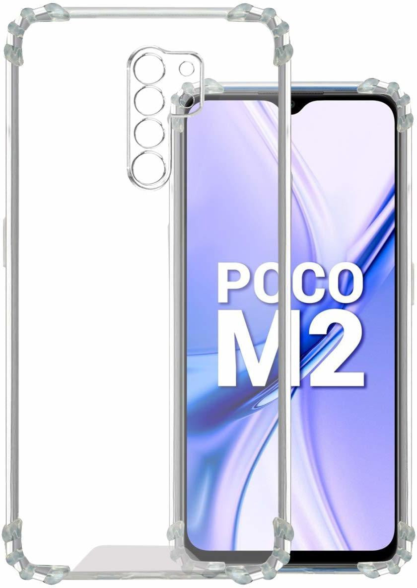 VAKIBO Super Premium Soft TPU Transparent Case With Dustplug,Side Grip,Corner Protection,lanyard Cuts,Camera Protection Suitable for Mi Poco M2