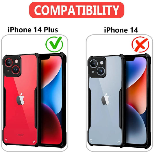 VAKIBO Best Selling Black and Transparent Back Cover Case Made With Soft TPU and Acrylic With 4 Corner and Camera Protection Suitable for Apple iPhone 14 Plus