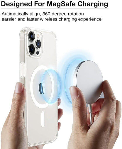 VAKIBO Megnatic Magsafe Transparent Soft with Hard back Back Cover Case With Camera Protection Ring Suitable for Apple iPhone 13 Pro Max