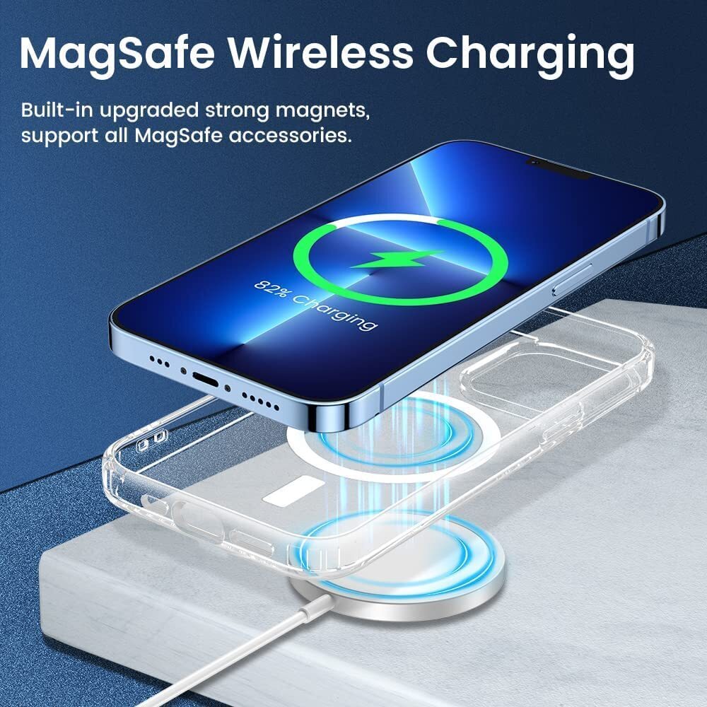 VAKIBO Megnatic Magsafe Transparent Soft with Hard back Back Cover Case With Camera Protection Ring Suitable for Apple iPhone 13 Pro Max