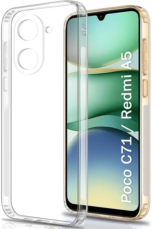 VAKIBO Premium Clear 1.5MM Thick Transparent Soft TPU Rubber Back Cover Case With Camera Protection Suitable for POCO C71