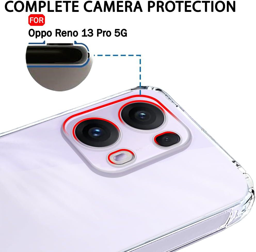 VAKIBO Premium Clear 1.5MM Thick Transparent Soft TPU Rubber Back Cover Case With Camera Protection Suitable for Oppo Reno13 Pro 5G