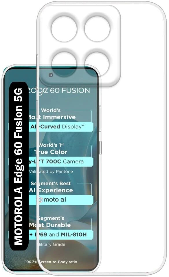 VAKIBO Premium Clear 1.5MM Thick Transparent Soft TPU Rubber Back Cover Case With Camera Protection Suitable for Moto Edge 60 Fusion