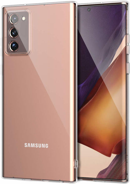 VAKIBO Super Premium Soft TPU Transparent Case With Dustplug,Side Grip,Corner Protection,lanyard Cuts,Camera Protection Suitable for Samsung Note 20