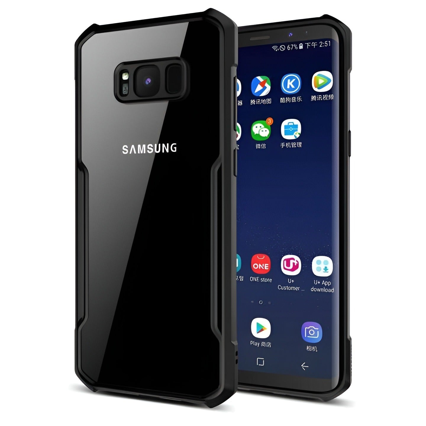 VAKIBO Super Premium Black Border Transparent Case With Corner Protection & Camera Protection Suitable for Samsung S8 Plus