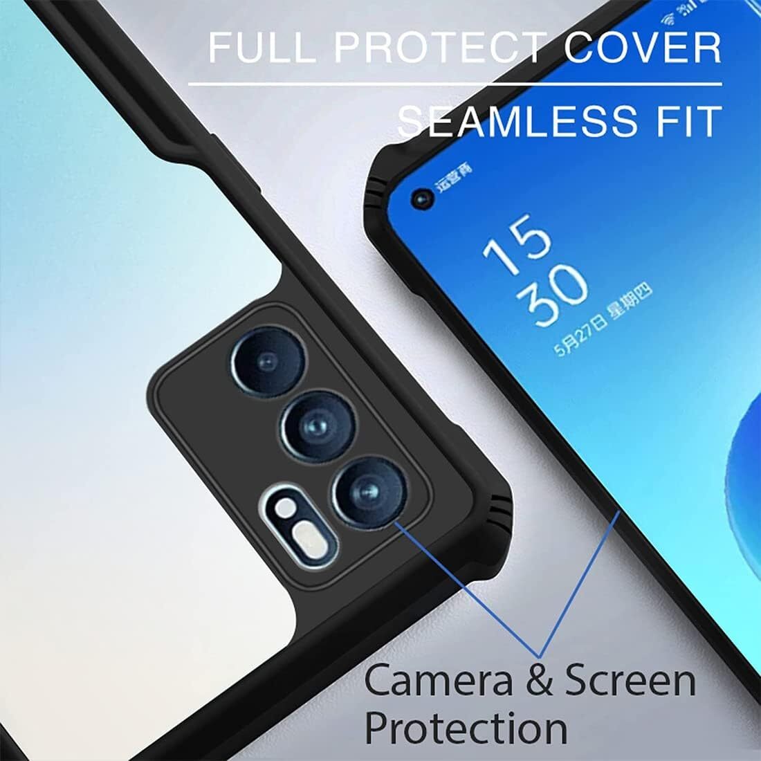 VAKIBO Best Selling Black and Transparent Back Cover Case Made With Soft TPU and Acrylic With 4 Corner and Camera Protection Suitable for Oppo Reno 12