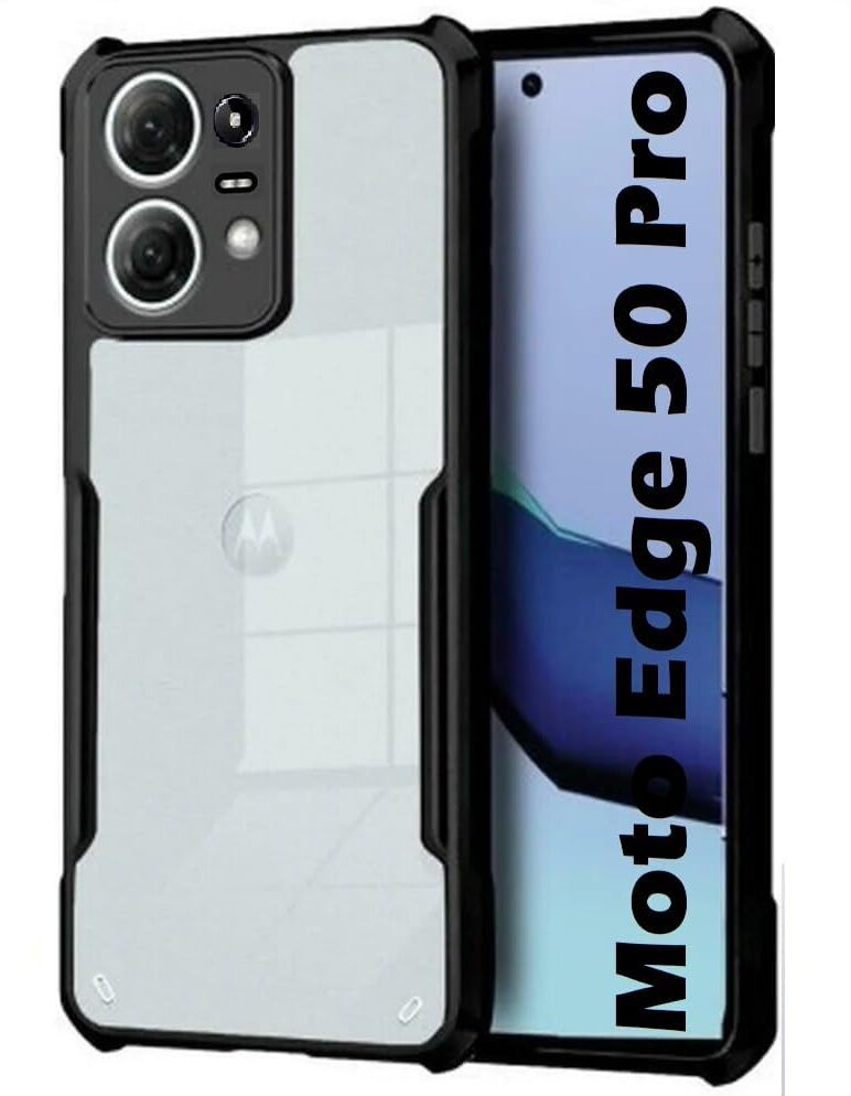 VAKIBO Super Premium Black Border Transparent Case With Corner Protection & Camera Protection Suitable for Moto Edge 50 Pro