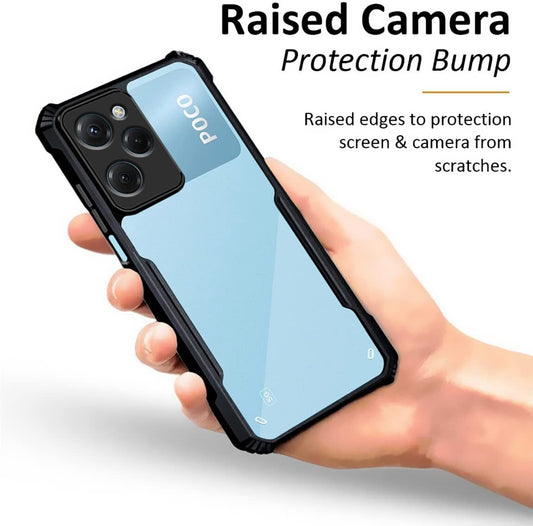 VAKIBO Super Premium Black Border Transparent Case With Corner Protection & Camera Protection Suitable for Mi Poco X5 Pro