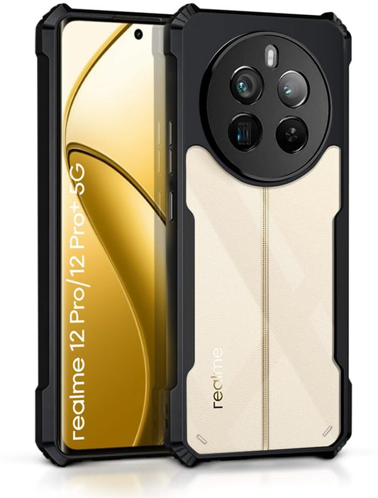 VAKIBO Super Premium Black Border Transparent Case With Corner Protection & Camera Protection Suitable for Realme 12 Pro 5G