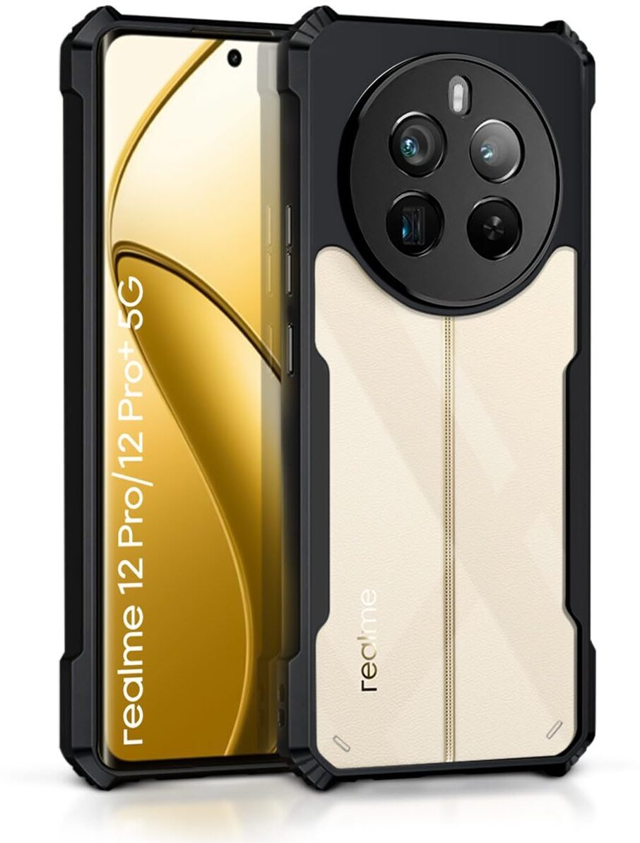VAKIBO Super Premium Black Border Transparent Case With Corner Protection & Camera Protection Suitable for Realme 12 ProPlus 5G