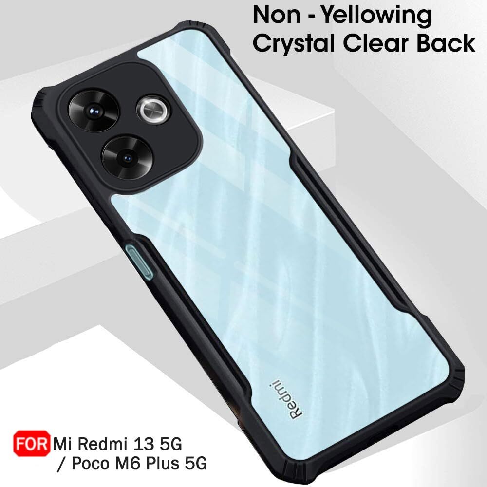VAKIBO Super Premium Black Border Transparent Case With Corner Protection & Camera Protection Suitable for Poco M6 Plus