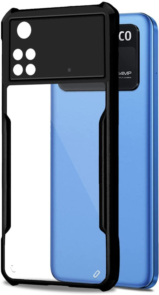 VAKIBO Super Premium Black Border Transparent Case With Corner Protection & Camera Protection Suitable for Mi Poco M4 Pro 4G