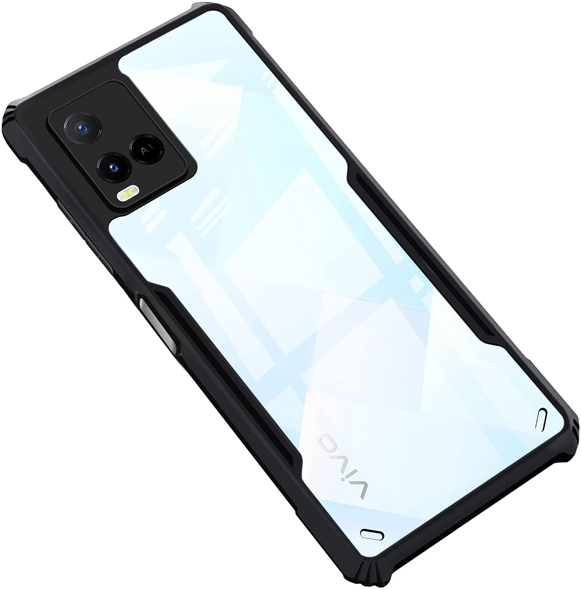 VAKIBO Super Premium Black Border Transparent Case With Corner Protection & Camera Protection Suitable for Vivo Y21T