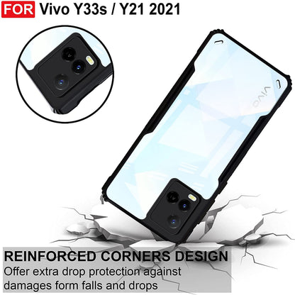 VAKIBO Super Premium Black Border Transparent Case With Corner Protection & Camera Protection Suitable for Vivo Y21 2021