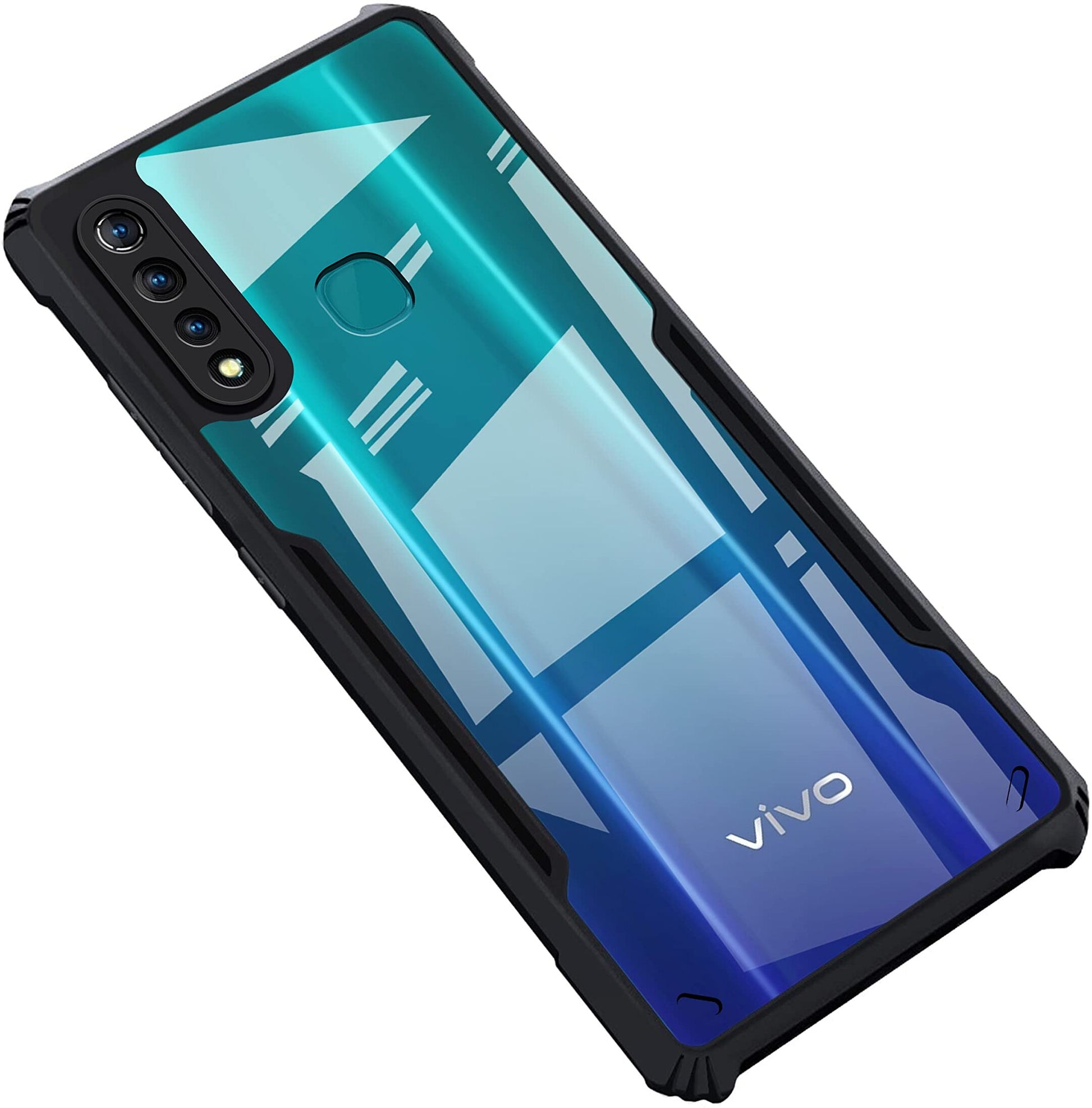 VAKIBO Super Premium Black Border Transparent Case With Corner Protection & Camera Protection Suitable for Vivo U20