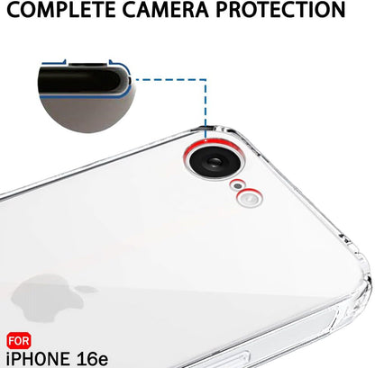 VAKIBO Premium Clear 1.5MM Thick Transparent Soft TPU Rubber Back Cover Case With Camera Protection Suitable for Apple iPhone 16E