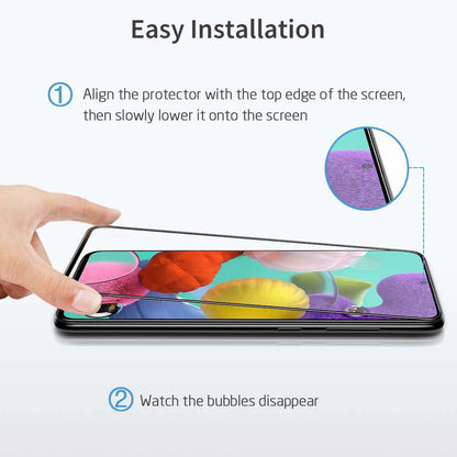 Super Premium Quality Tempered Glass Screen Guard Protector With Black Border Suitable For Samsung Galaxy A51