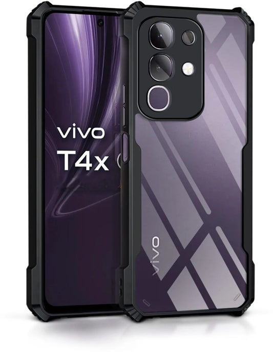 VAKIBO Best Selling Black and Transparent Coloured Made With Soft TPU and Acrylic Back Cover Case With 4 Corner and Camera Protection Suitable for IQOO Z10X