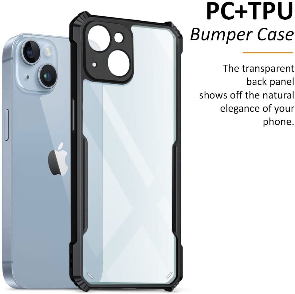 VAKIBO Best Selling Black and Transparent Back Cover Case Made With Soft TPU and Acrylic With 4 Corner and Camera Protection Suitable for Apple iPhone 14 Plus