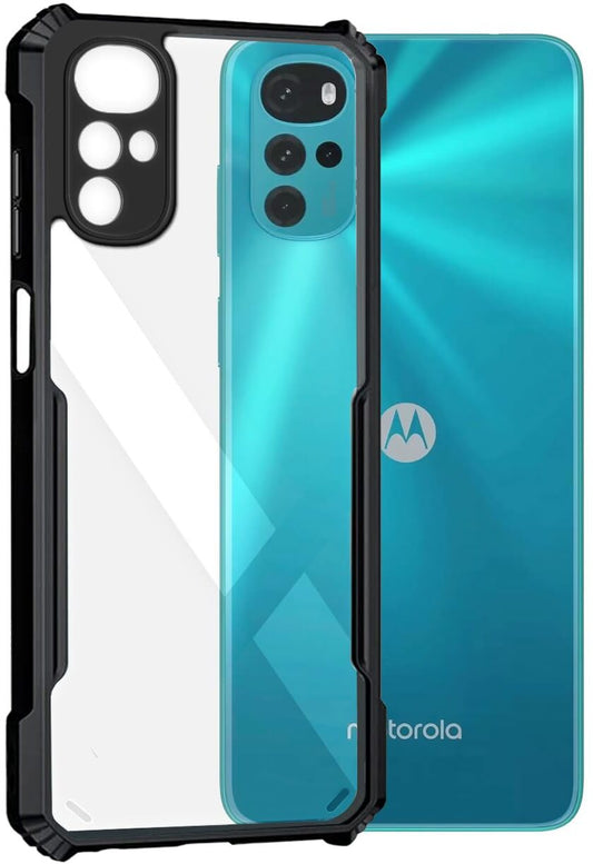 VAKIBO Super Premium Black Border Transparent Case With Corner Protection & Camera Protection Suitable for Moto G22
