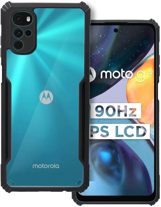 VAKIBO Super Premium Black Border Transparent Case With Corner Protection & Camera Protection Suitable for Moto G22