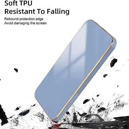 VAKIBO Golden Chrome Border Steel Blue Coloured Soft TPU Back Cover Case With Camera Protection Suitable for Mi Redmi Y3