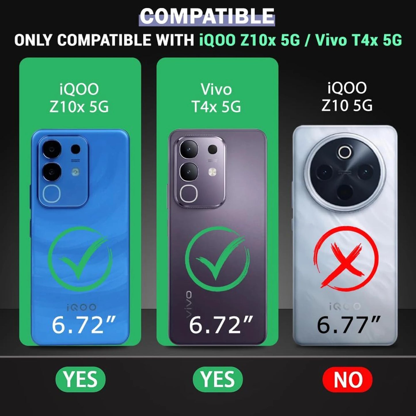 VAKIBO Best Selling Black and Transparent Coloured Made With Soft TPU and Acrylic Back Cover Case With 4 Corner and Camera Protection Suitable for IQOO Z10X