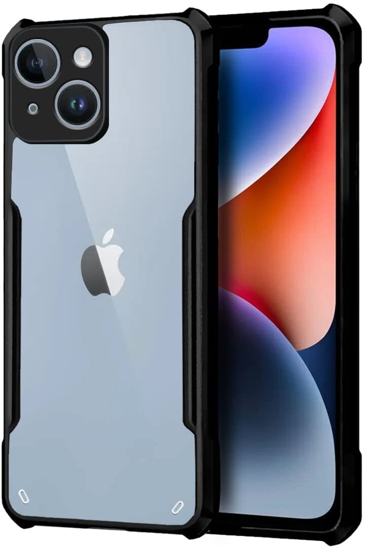 VAKIBO Best Selling Black and Transparent Back Cover Case Made With Soft TPU and Acrylic With 4 Corner and Camera Protection Suitable for Apple iPhone 14 Plus