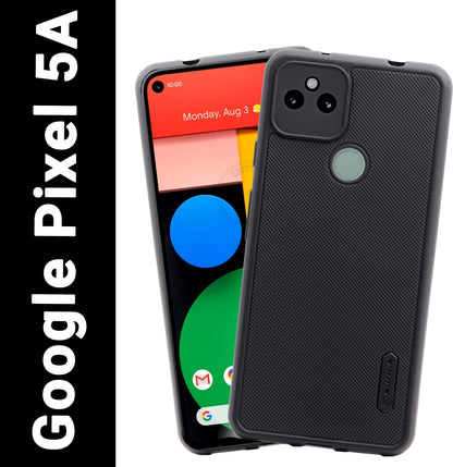 VAKIBO Niukin Dotted Design Black Coloured Soft TPU Rubber Back Cover Case With Camera Protection Ring Suitable for Google Pixel 5A