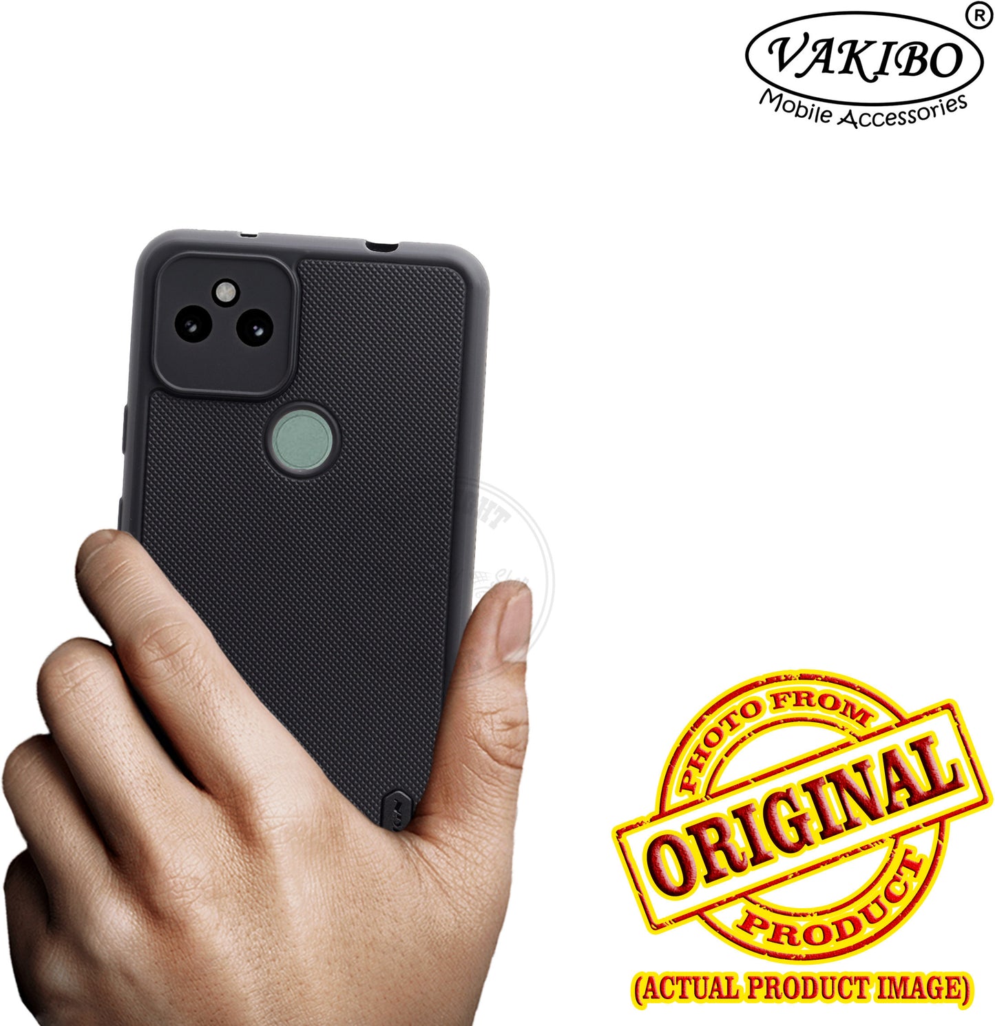 VAKIBO Niukin Dotted Design Black Coloured Soft TPU Rubber Back Cover Case With Camera Protection Ring Suitable for Google Pixel 5A