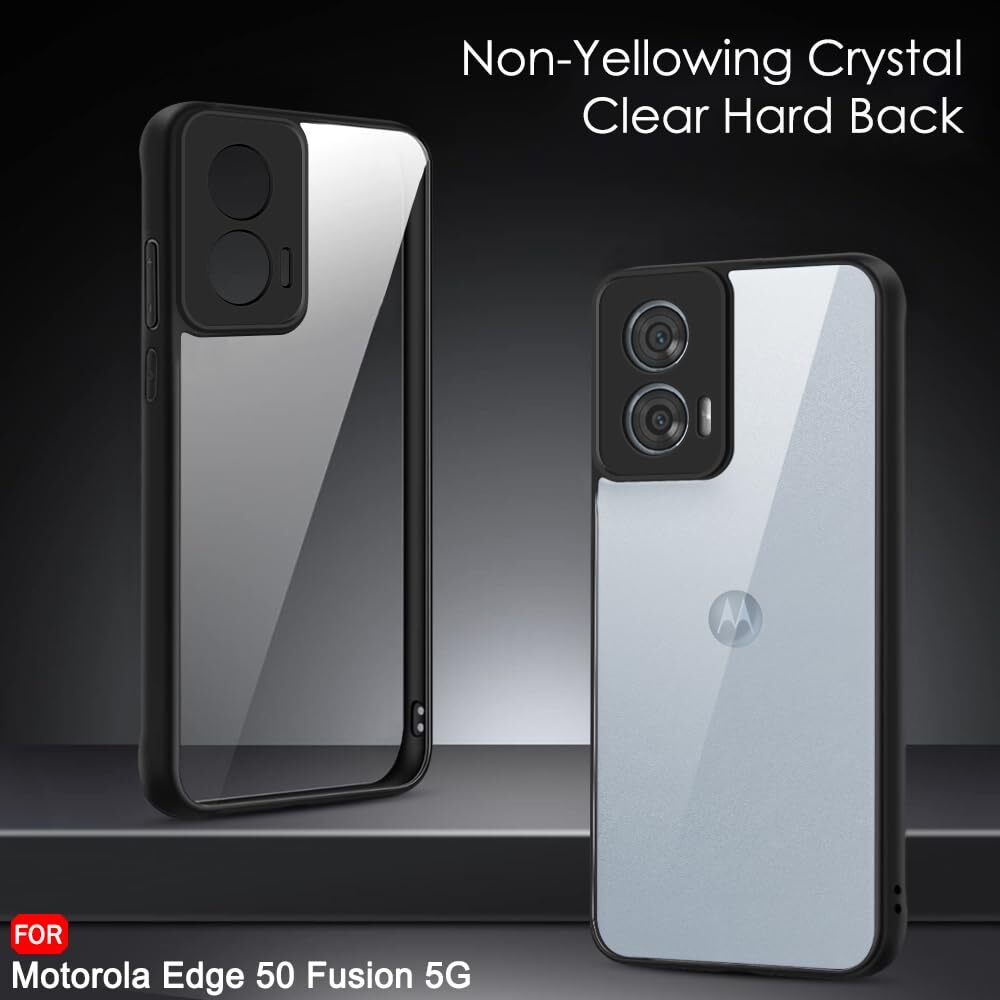 VAKIBO Super Premium Black Border Transparent Case With Corner Protection & Camera Protection Suitable for Moto Edge 50 Fusion