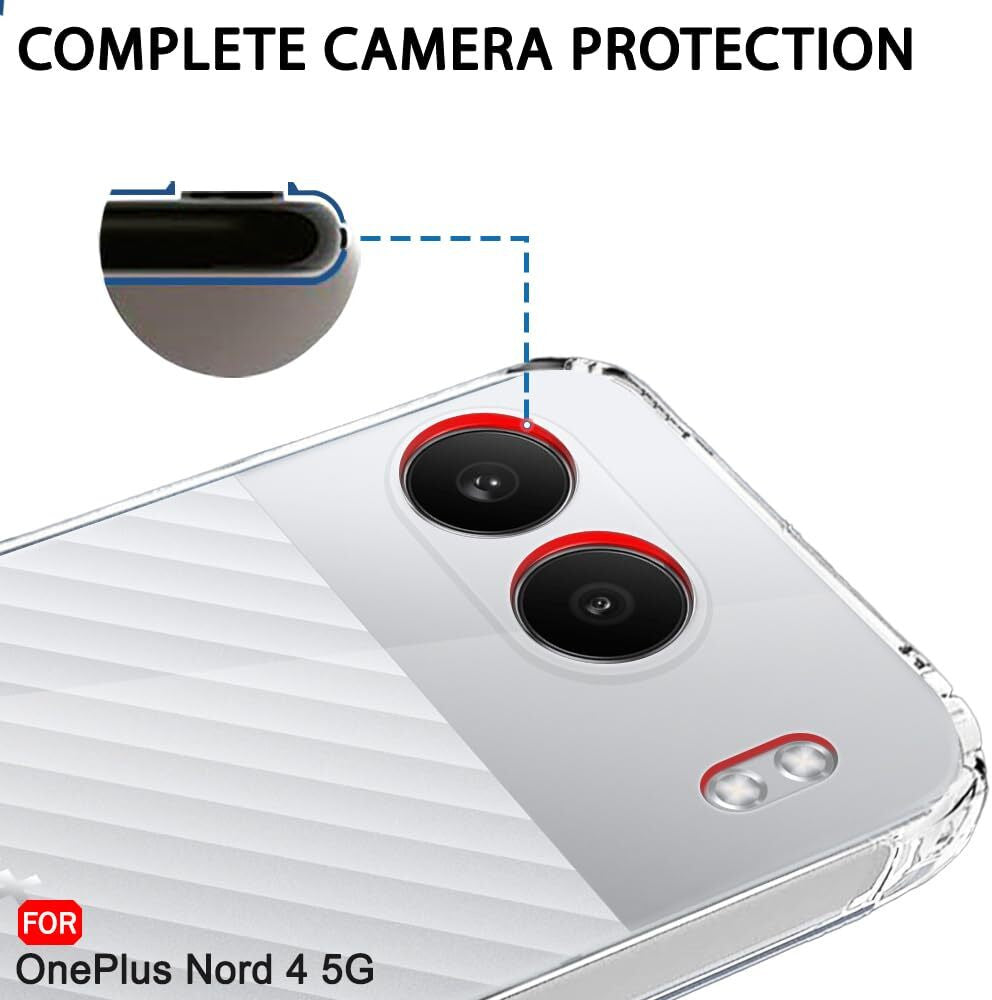 VAKIBO Premium Clear 1.5MM Thick Transparent Soft TPU Rubber Back Cover Case With Camera Protection Suitable for OnePlus Nord 4