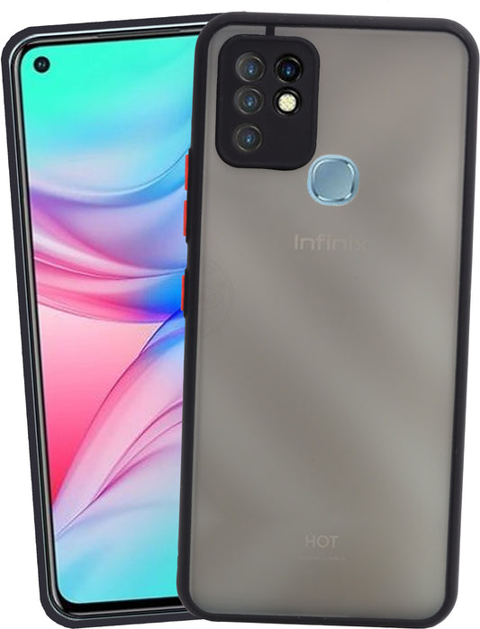 VAKIBO Smoke Design With Camera Protection Black Coloured Soft Sides and Hard Back Back Cover Case Suitable for Infinix Hot 10
