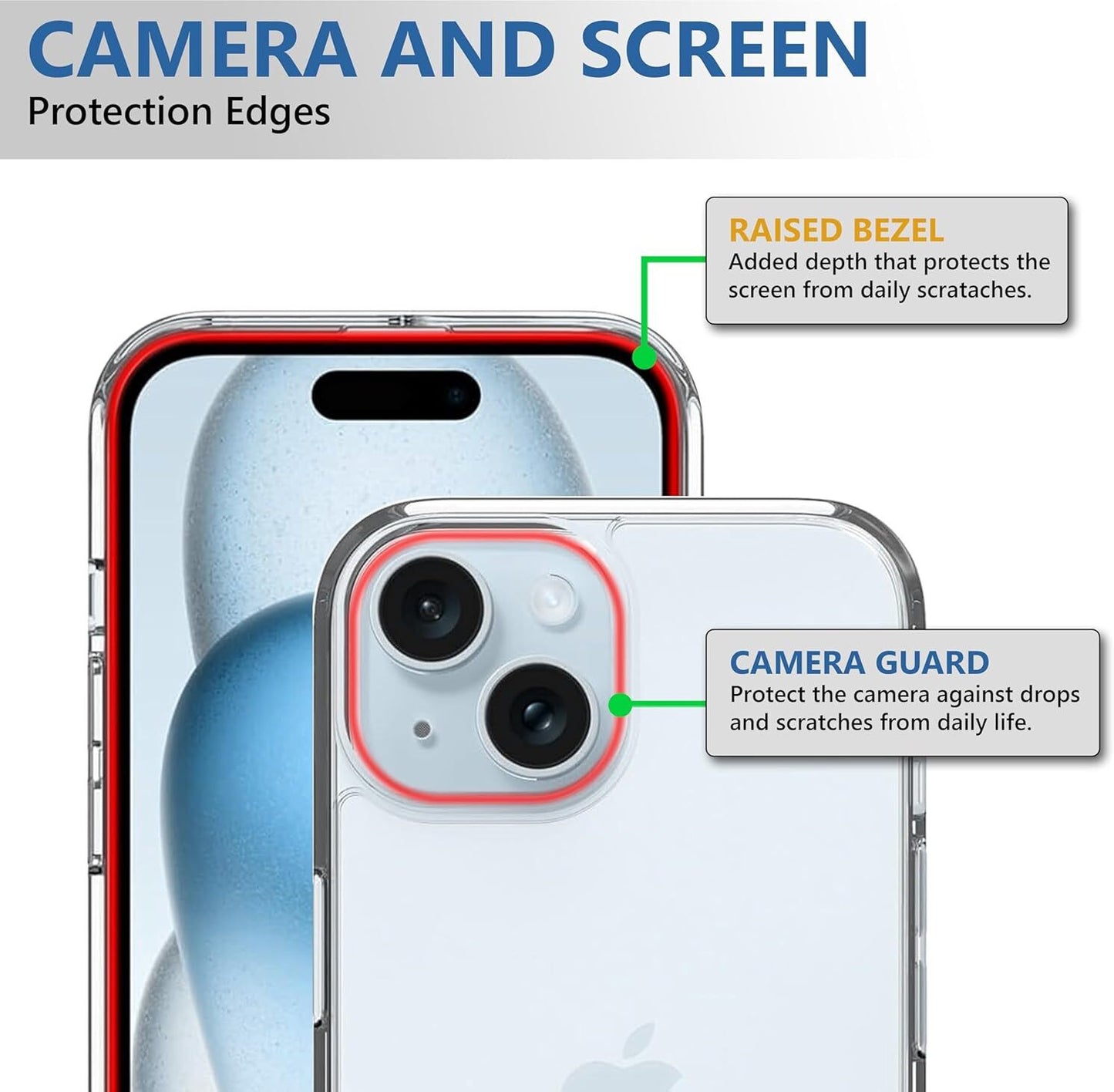 VAKIBO Premium Clear 2MM Thick Transparent Soft TPU Rubber Back Cover Case With Camera Protection Suitable for iPhone 15 Plus