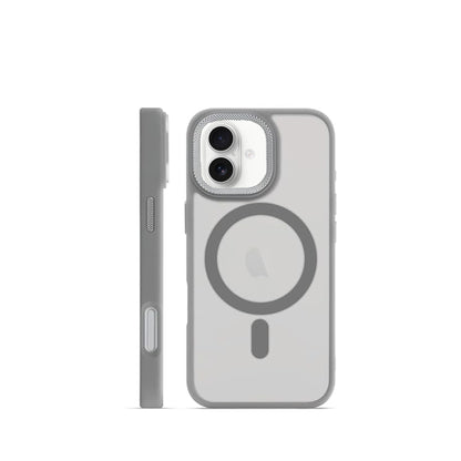 VAKIBO Megnatic Magsafe Grey Coloured Soft with Hard back Back Cover Case With Camera Protection Ring Suitable for iPhone 16