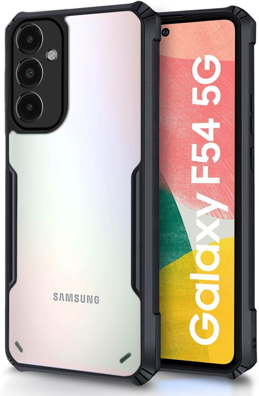 VAKIBO Best Selling Black and Transparent Back Cover Case Made With Soft TPU and Acrylic With 4 Corner and Camera Protection Suitable for Samsung Galaxy M54 5G