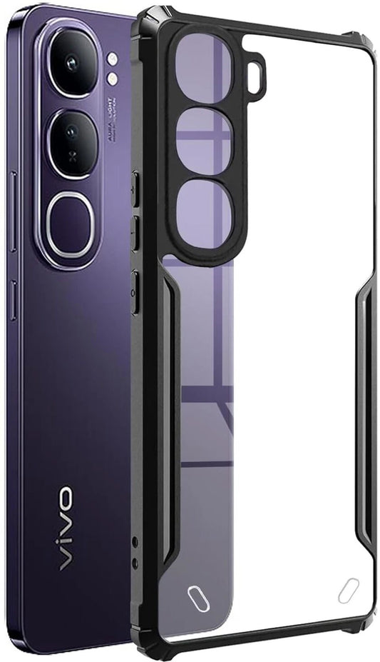 VAKIBO Best Selling Black and Transparent Coloured Made With Soft TPU and Acrylic Back Cover Case With 4 Corner and Camera Protection Suitable for Vivo Y400 Pro