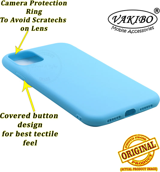 VAKIBO 1.2 MM Thick Sky Blue Coloured Soft TPU Rubber Back Cover Case With Camera Protection Ring Suitable for Apple iPhone 11