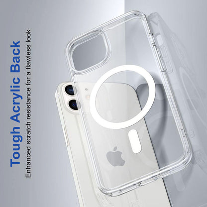 VAKIBO Megnatic Magsafe White Coloured Soft with Hard back Back Cover Case With Camera Protection Ring Suitable for iPhone 11