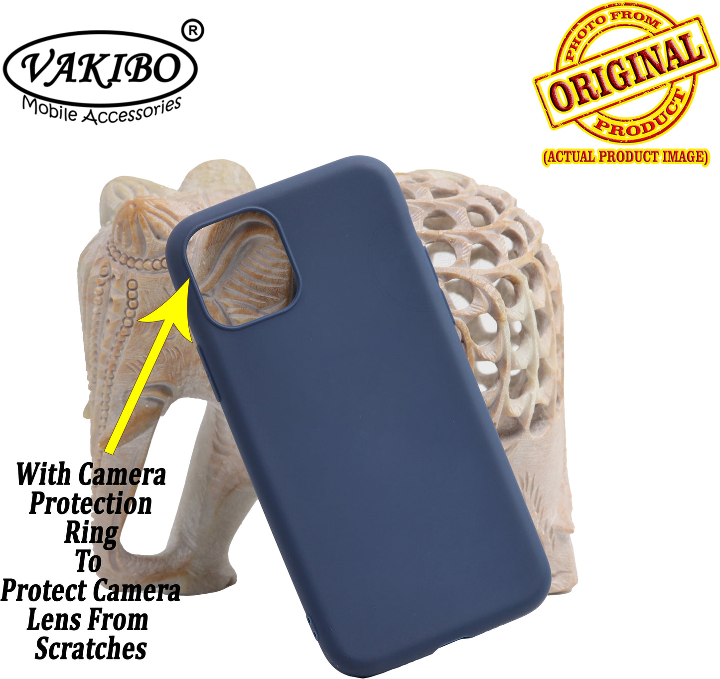 VAKIBO 1.2 MM Thick Blue Coloured Soft TPU Rubber Back Cover Case With Camera Protection Ring Suitable for Apple iPhone 11 Pro