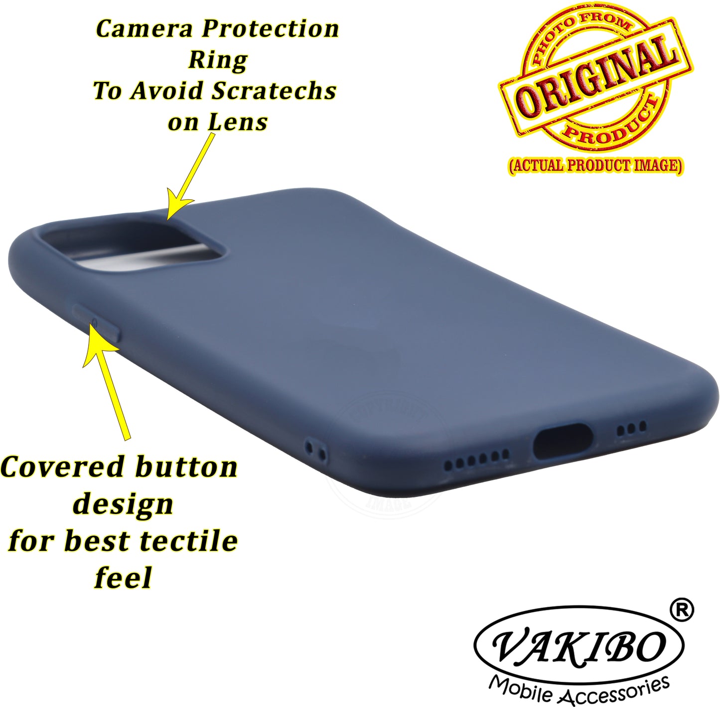 VAKIBO 1.2 MM Thick Blue Coloured Soft TPU Rubber Back Cover Case With Camera Protection Ring Suitable for Apple iPhone 11 Pro