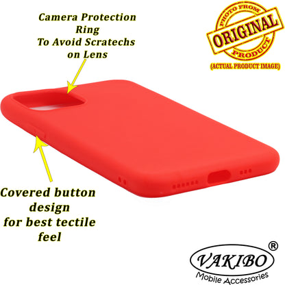 VAKIBO 1.2 MM Thick Red Coloured Soft TPU Rubber Back Cover Case With Camera Protection Ring Suitable for Apple iPhone 11 Pro