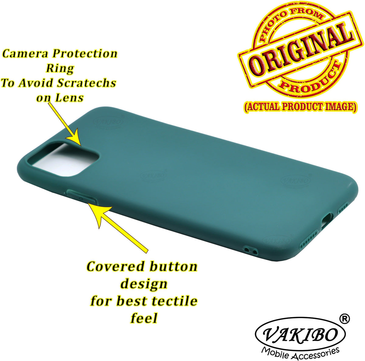 VAKIBO 1.2 MM Thick Green Coloured Soft TPU Rubber Back Cover Case With Camera Protection Ring Suitable for Apple iPhone 12 Pro