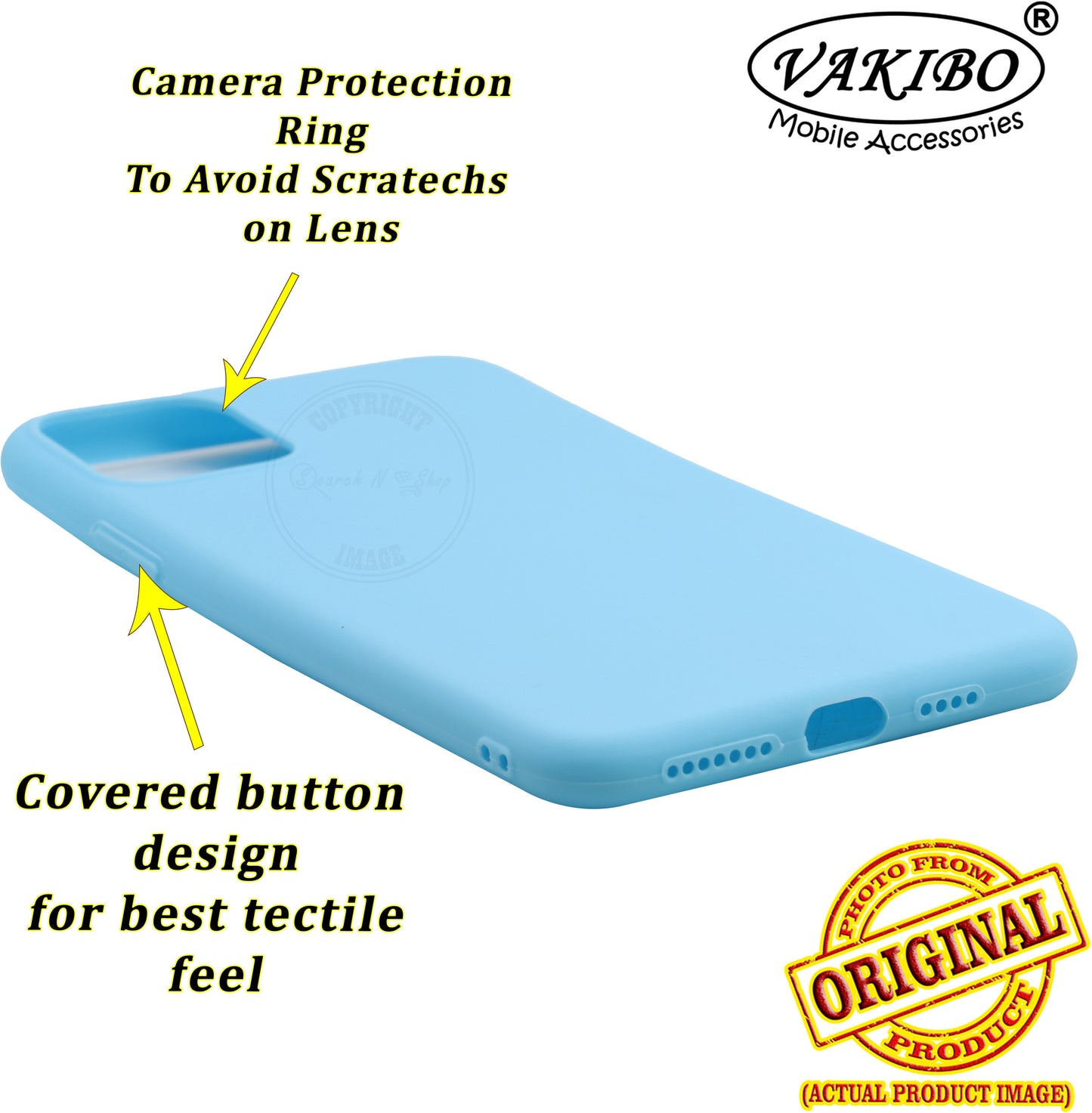 VAKIBO 1.2 MM Thick Sky Blue Coloured Soft TPU Rubber Back Cover Case With Camera Protection Ring Suitable for Apple iPhone 11 Pro Max