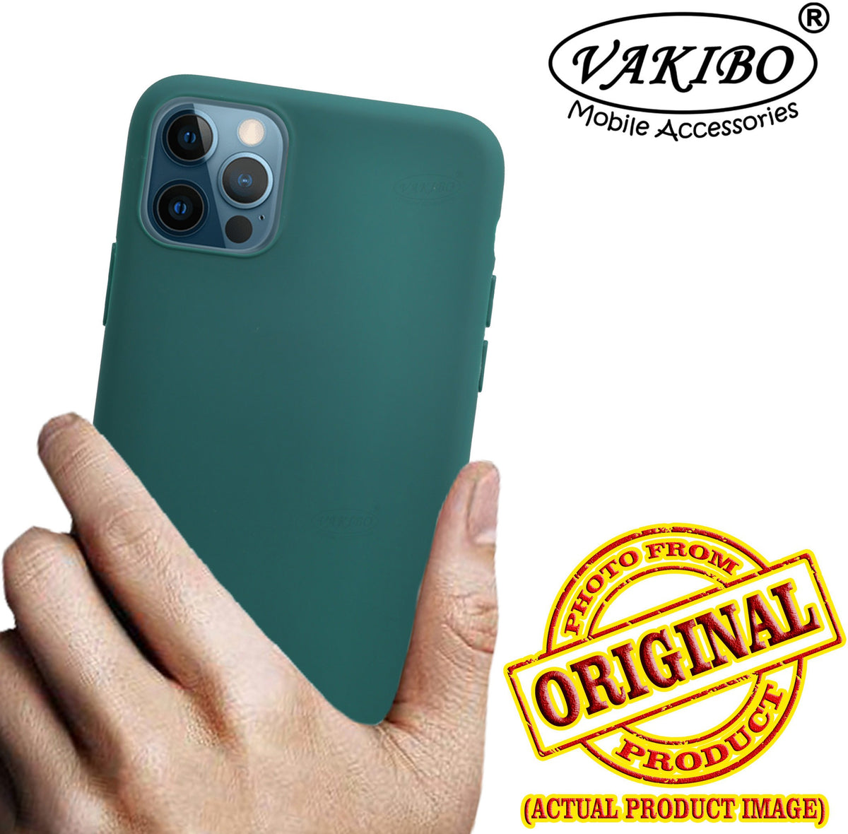 VAKIBO 1.2 MM Thick Green Coloured Soft TPU Rubber Back Cover Case With Camera Protection Ring Suitable for Apple iPhone 12 Pro