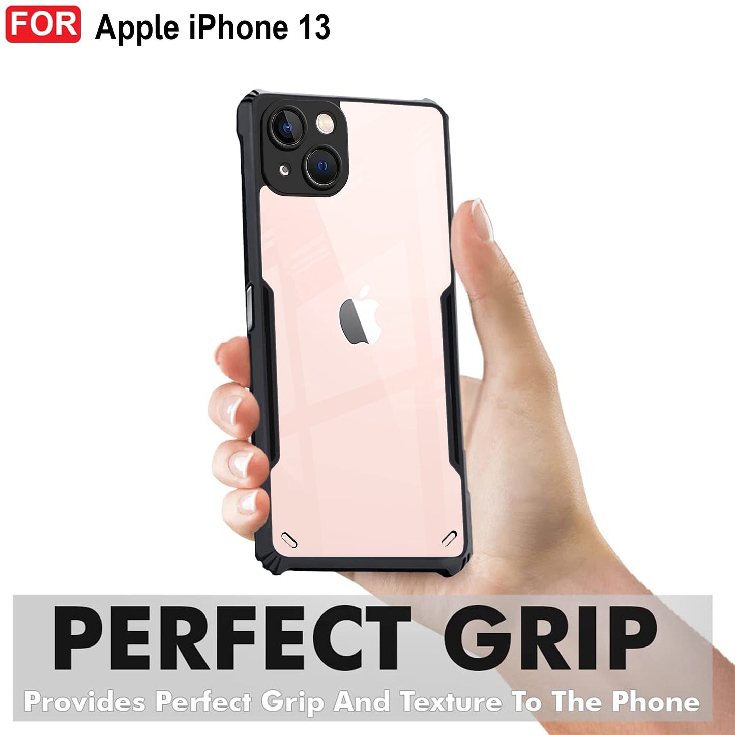 VAKIBO Super Premium Black Border Transparent Case With Corner Protection & Camera Protection Suitable for iPhone 13