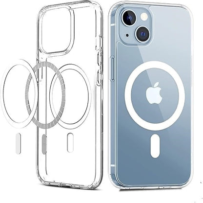 VAKIBO Megnatic Magsafe Transparent Soft with Hard back Back Cover Case With Camera Protection Ring Suitable for Apple iPhone 14